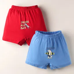 Revvo Junior Cotton Knit Boxers With Sports Theme & Animal Print Pack Of 2 - Red & Blue-picture-7