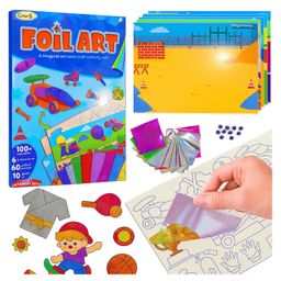 Elecart Vehicle Foil Art Kit for Kids No Mess DIY Craft Set | 3D Card Making | Creative Art Supplies for Boys & Girls Ages 4-9 | Fun Travel Toy & Stocking Stuffer Gift-1