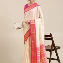 LeeliPeeri Designer Checked Woven Design ZariSaree-image-67