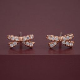 Kushal's Fashion Jewellery 92.5Silver Rose Gold-Plated CZ Studded Studs Earrings-24