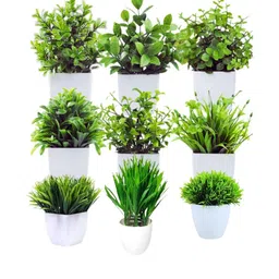Go Hooked White 9 Pieces Bonsai Artificial Plant With Pot-85