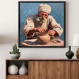 999Store Beige & Blue Man Printed Canvas Wall Art-image-50