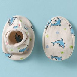 Ben Benny Interlock Knit Cap Mittens & Booties Set With Dolphin Print White - Diameter 10 cm image 4