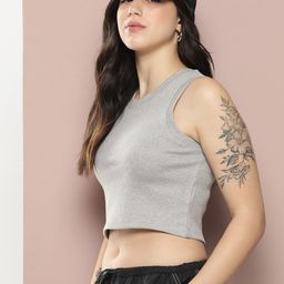 Harvard Women Solid Slim Fit Crop T-shirt-image-18
