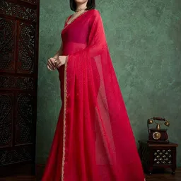 Sita Red Silk Blend Solid Sarees-picture-43