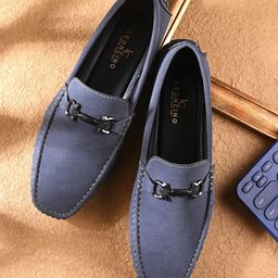 LEONCINO Men Perforations Suede Loafers-image-46