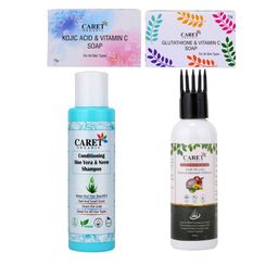 CARET ORGANIC Set Of 4 Kojic Acid Soap-75 g-Shampoo-150 ml-Hair Oil-100 ml & Soap- 75 g-69
