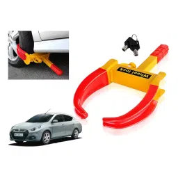 Auto Pearl Adjustable Anti Theft Yellow, Red Wheel Clamp Lock for Mahindra Scorpio mHawk Type-2-46