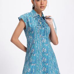 glitchez Bow Bliss Printed A-Line Mini Dress-image-70