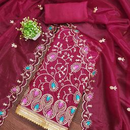Maroosh Floral Embroidered Unstitched Dress Material-image-40