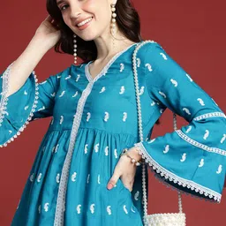 Anouk Ethnic Motifs Embroidered Kurta with Sharara-picture-57