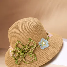 Pantaloons Junior Girls Beige Self Designed Sun Hat-image-30
