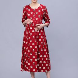 NIGHTSPREE Printed Maternity Nightdress-image-93