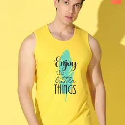 WOOSTRO Pack Of 2 Printed Combed Cotton Gym Vests VWS26(ENJOY YELLOW)(ALONE ORANGE)-17