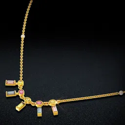 Joyalukkas Sleek Rectangle Charms Gold Necklace-image-1
