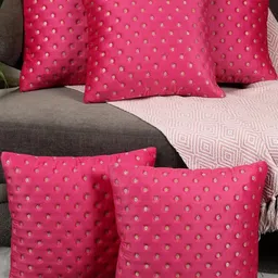 Decorative Dot Design Set of 5, Rani Color Velvet Cushion Covers-11
