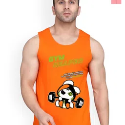 SLOWLORIS Pack Of 2 Printed Round Neck Bio-Wash Cotton Gym Vests-picture-25