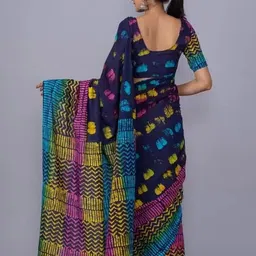 TROPWEAR Linen Blend Block Print Saree image 5