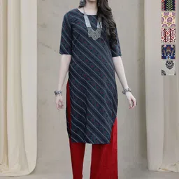 7Threads Women Pack of 6 Ethnic Motifs Printed Gotta Patti Floral Crepe Kurta-image-92