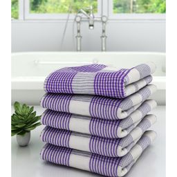 Athom Living 100% Premium Cotton Bath Towel Pin Stripes Print Pack Of 5 - Purple-image-41