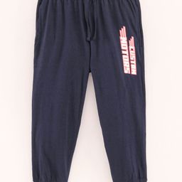 Taeko Cotton Knitted Lounge Pant Text Printed - Navy-picture-20