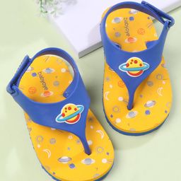 Babyoye Flip Flops Space Print & Applique Velcro Closure - Yellow-picture-44
