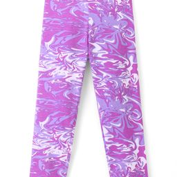Pine Kids Cotton Spandex Full Length Leggings Marble Print - Purple-image-54
