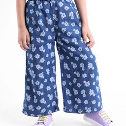 Babyhug Cotton Ankle Length Culottes Floral Print - Dark Blue-image-51