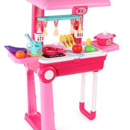 3 in 1 Portable Kitchen Play Set with Music & light 50 Pieces - Pink-20