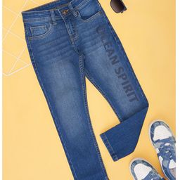Pantaloons Junior Ocean Spirit Text Printed & Mild Washed Jeans - Navy Blue-image-57
