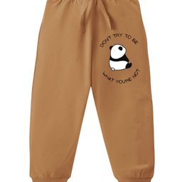 KAVEE Pure Cotton Terry Biowashed Panda Printed Joggers- Brown-image-88