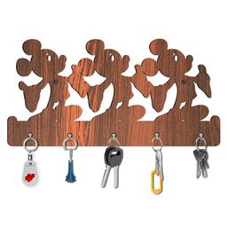 Olive Tree Key Hanger | Key Holder for Home | Key Chain Holders for Wall | Wall Mount Key Holder | Wall Stylish Key Stand (5 Hooks) - Brown with Mickey Mouse-picture-14