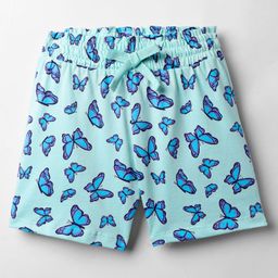 CUCUMBER Sinker Knit Above Knee Length Shorts With Butterfly Print - Mint-picture-14