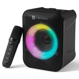 Portronics Apollo One 20W Wireless Bluetooth Portable Speaker with Wireless Karaoke Mic, 5 Hour Playtime, RGB LED Light, Bluetooth V5.3, Easy Grab Handle, USB/AUX in/TF Card, Type C Charging(Black)-2