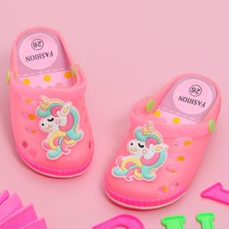 Yellow Bee Dreamy Unicorn Applique Detailed Perforated Clogs - Pink-picture-19