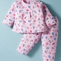Tango Knit Full Sleeves Winter Wear Co-ords Night Suit With Popsicle Print - Pink-picture-30