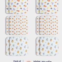 Orange Sugar 100% Cotton Muslin Pack of 12 Breakfast & Oranges Printed Multipurpose Wash Cloth - Multicolor-image-44
