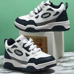 TOMSY CHOICE Colour Blocked & Ogey Text Designed With Air Cushion Sole & Lace Up Closure Shoes - Blue-picture-17