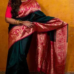 BerMondsey Woven Design Zari Silk Blend Banarasi Saree-58