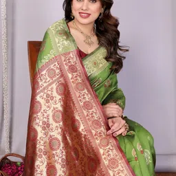 RUNAYA NX Woven Design Zari Silk Blend Banarasi Saree-image-95