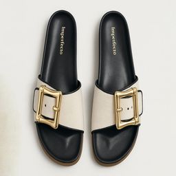 IMPERFECTO Women Open Toe Flats with Buckles-image-66