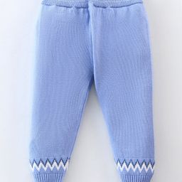 ToffyHouse CottonKnitted Full Raglan Sleeves Front Open Sweater Set With Argyle Design - Sky Blue image 5