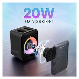 Portronics Apollo One 20W Wireless Bluetooth Portable Speaker with Wireless Karaoke Mic, 5 Hour Playtime, RGB LED Light, Bluetooth V5.3, Easy Grab Handle, USB/AUX in/TF Card, Type C Charging(Black) image 5