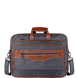 LOREM Men Grey & Tan Laptop Bag-12