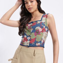 glitchez Floral Dreams Lace Inserts Crop Top-image-61