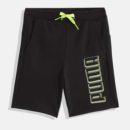 Puma Boys Black Graphic Logo Youth Print Regular Fit Mid-Rise Regular Shorts-image-79