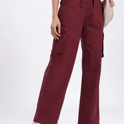 glitchez Women Strap Detail Twill Straight Fit Cargos-image-61