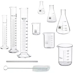 Labcare 100, 250, 500 ml G.I Cylinder Beakers and Conical Flask Stirring Rod & Cleaning Brush, LB-CHEM11 (Pack of 11  Pcs)-40