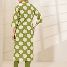 Libas Polka Dot Printed Sequinned Straight Kurta with Trouser image 2