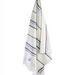 United Colors of Benetton White & Purple Striped Bamboo 233 GSM Bath Towel-11